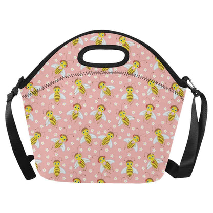Bee Pattern Print Design BEE07 Neoprene Lunch Bag-JorJune
