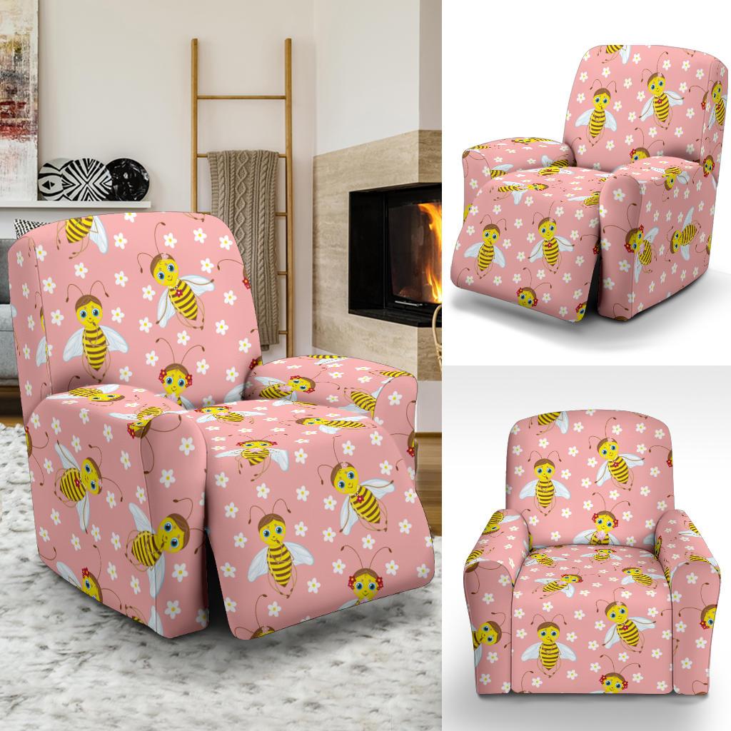 Bee Pattern Print Design BEE07 Recliner Slipcover-JORJUNE.COM