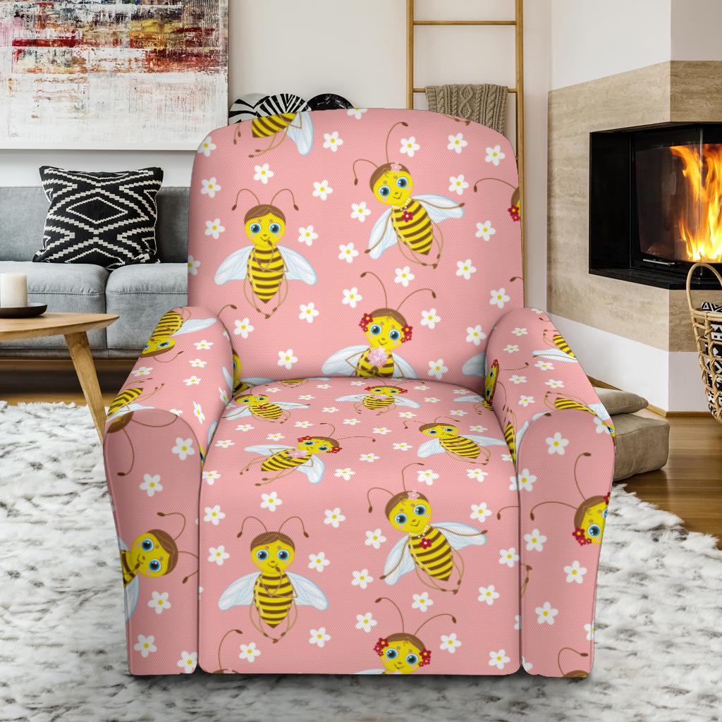 Bee Pattern Print Design BEE07 Recliner Slipcover-JORJUNE.COM