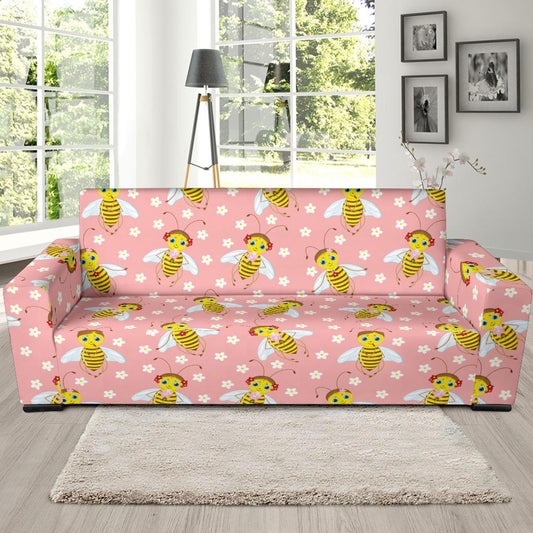 Bee Pattern Print Design BEE07 Sofa Slipcover-JORJUNE.COM