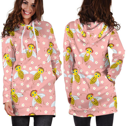 Bee Pattern Print Design BEE07 Women Hoodie Dress