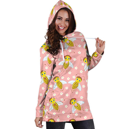 Bee Pattern Print Design BEE07 Women Hoodie Dress