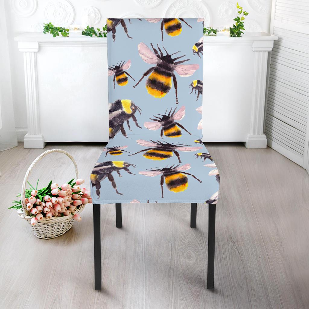 Bee Pattern Print Design BEE08 Dining Chair Slipcover-JORJUNE.COM