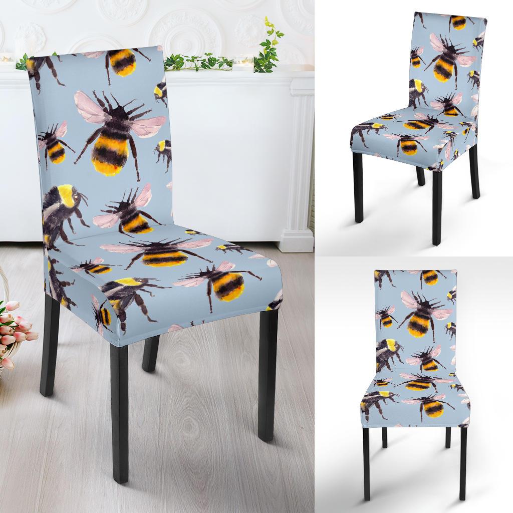 Bee Pattern Print Design BEE08 Dining Chair Slipcover-JORJUNE.COM