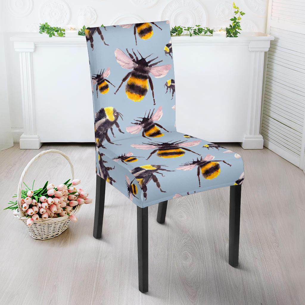Bee Pattern Print Design BEE08 Dining Chair Slipcover-JORJUNE.COM