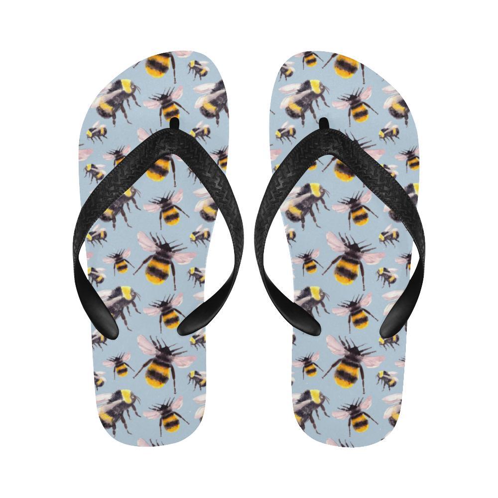 Bee Pattern Print Design BEE08 Flip Flops-JorJune