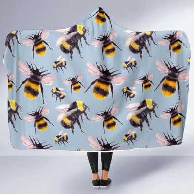 Bee Pattern Print Design BEE08 Hooded Blanket-JORJUNE.COM