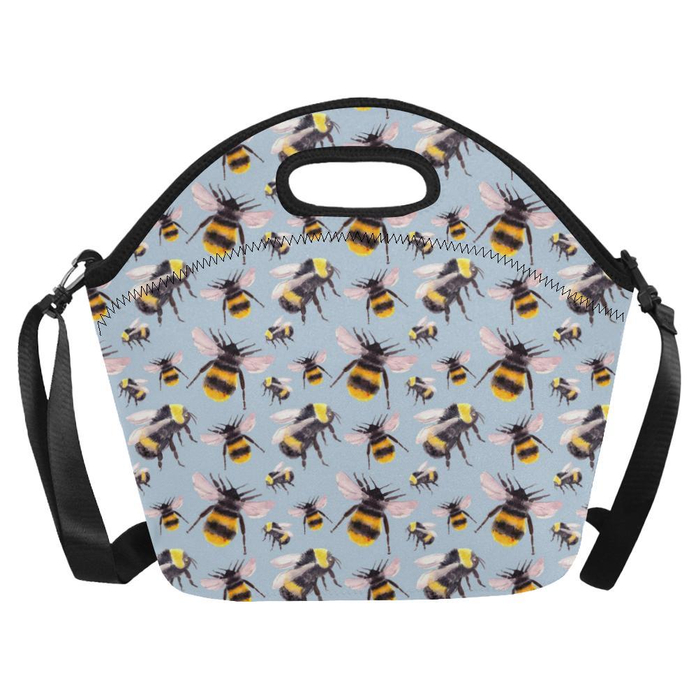 Bee Pattern Print Design BEE08 Neoprene Lunch Bag-JorJune