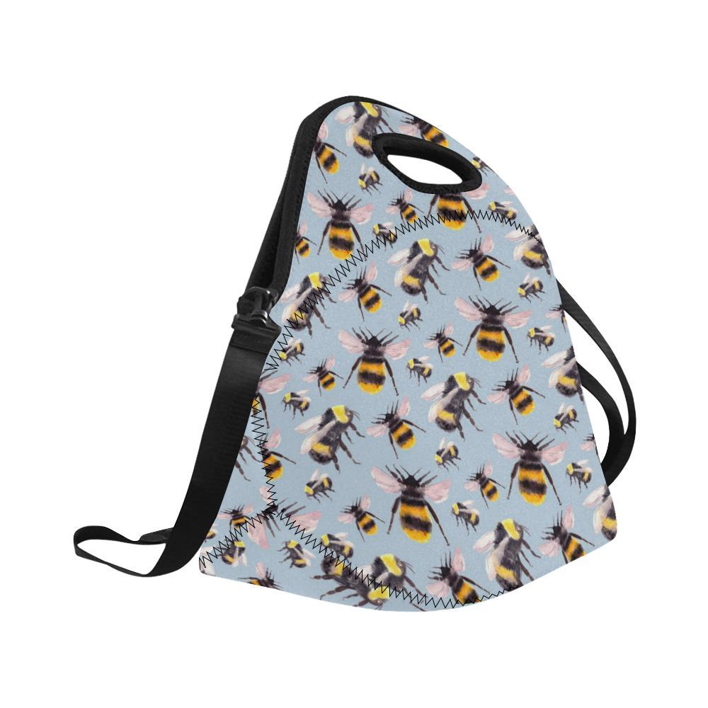 Bee Pattern Print Design BEE08 Neoprene Lunch Bag-JorJune