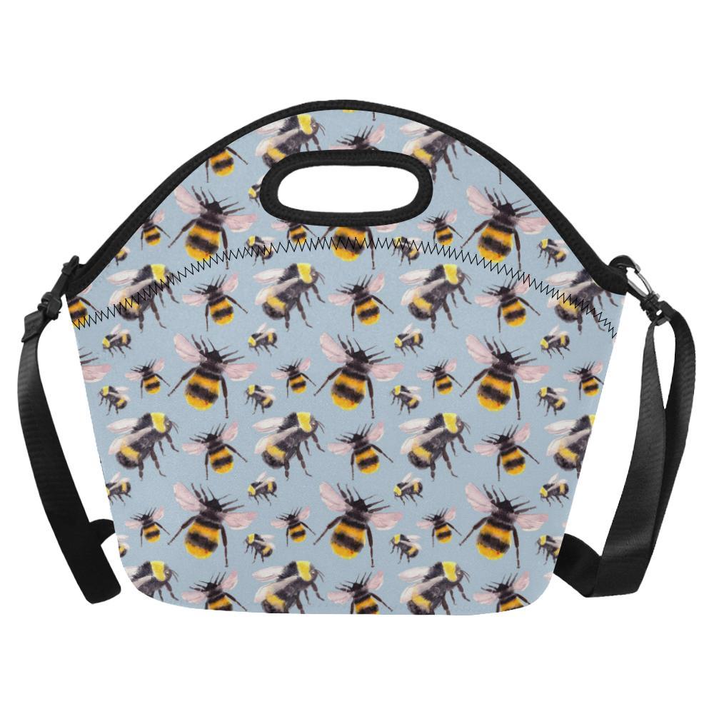 Bee Pattern Print Design BEE08 Neoprene Lunch Bag-JorJune