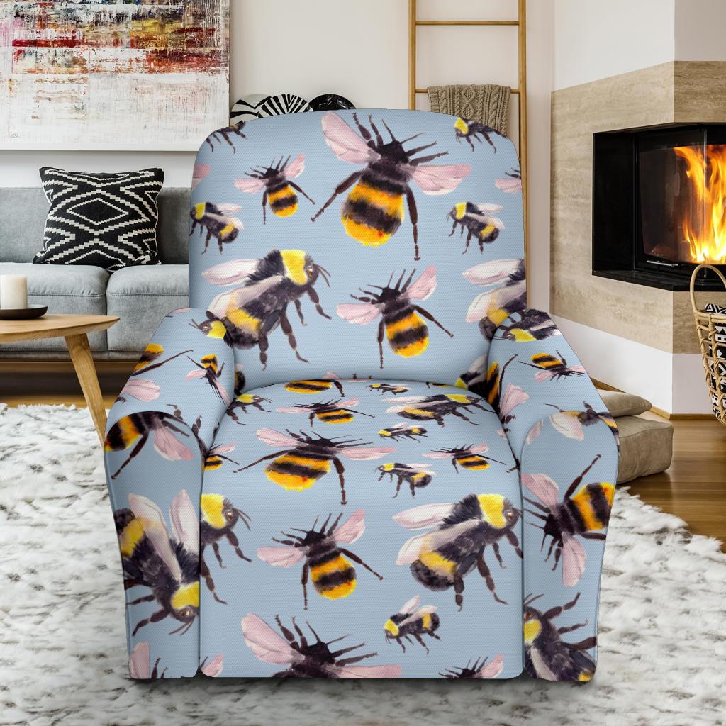 Bee Pattern Print Design BEE08 Recliner Slipcover-JORJUNE.COM