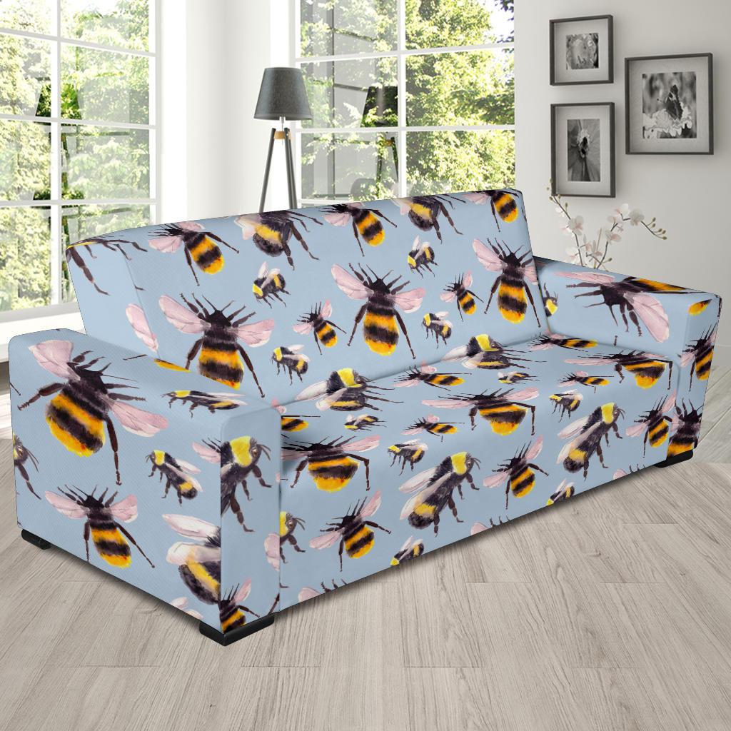 Bee Pattern Print Design BEE08 Sofa Slipcover-JORJUNE.COM