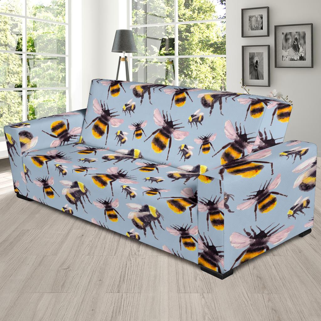 Bee Pattern Print Design BEE08 Sofa Slipcover-JORJUNE.COM