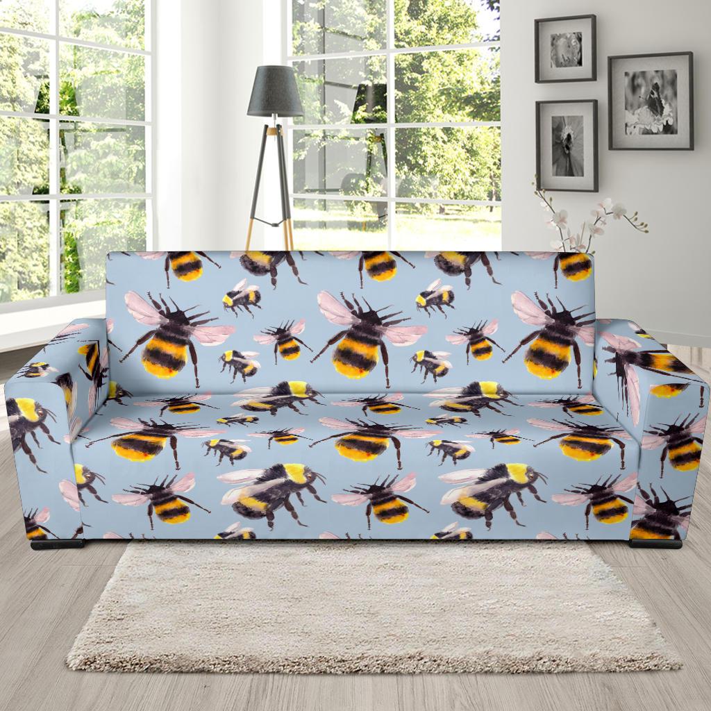 Bee Pattern Print Design BEE08 Sofa Slipcover-JORJUNE.COM