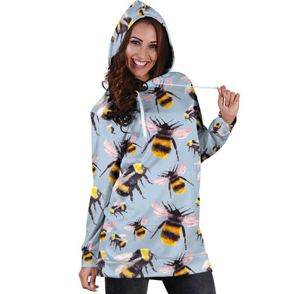Bee Pattern Print Design BEE08 Women Hoodie Dress
