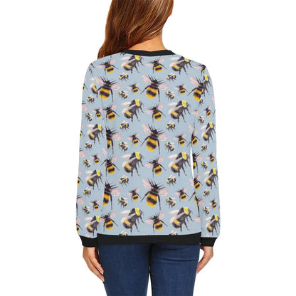 Bee Pattern Print Design BEE08 Women Long Sleeve Sweatshirt-JorJune