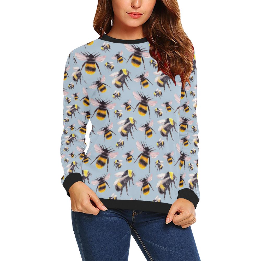 Bee Pattern Print Design BEE08 Women Long Sleeve Sweatshirt-JorJune