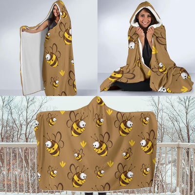 Bee Pattern Print Design BEE09 Hooded Blanket-JORJUNE.COM