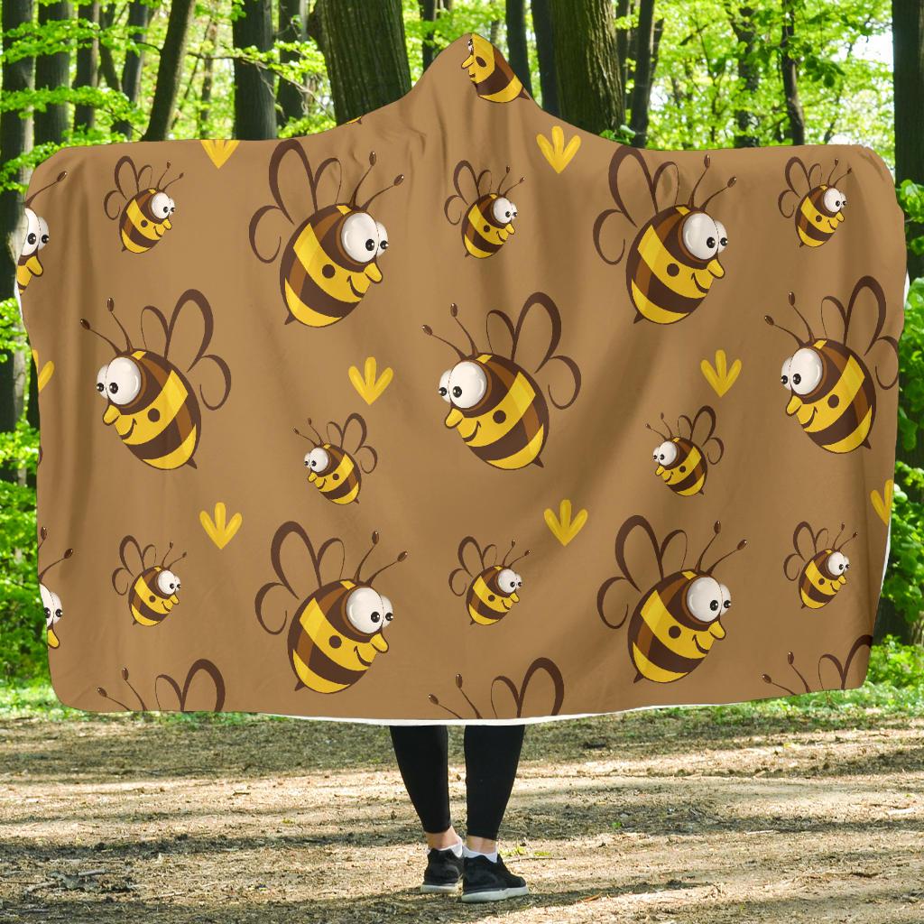 Bee Pattern Print Design BEE09 Hooded Blanket-JORJUNE.COM