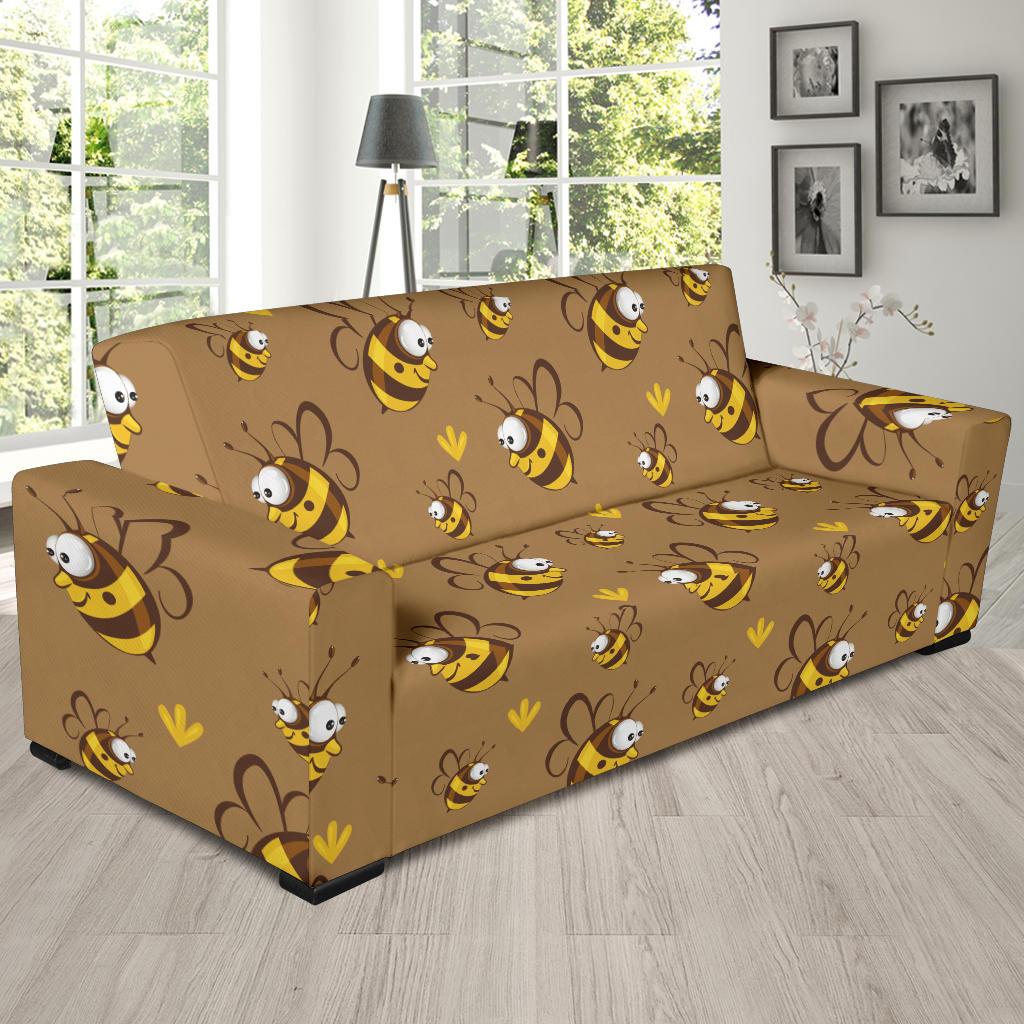 Bee Pattern Print Design BEE09 Sofa Slipcover-JORJUNE.COM
