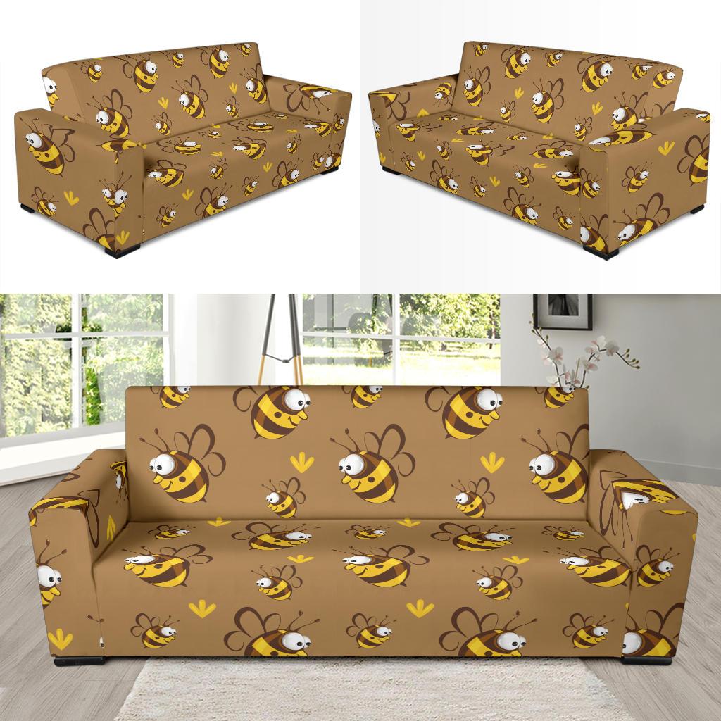 Bee Pattern Print Design BEE09 Sofa Slipcover-JORJUNE.COM