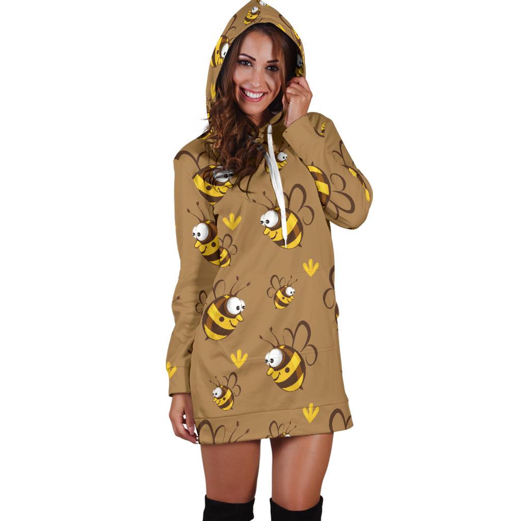 Bee Pattern Print Design BEE09 Women Hoodie Dress