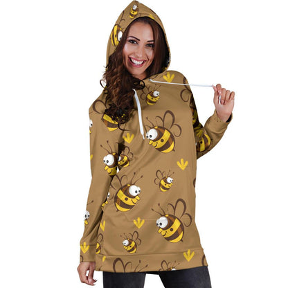 Bee Pattern Print Design BEE09 Women Hoodie Dress