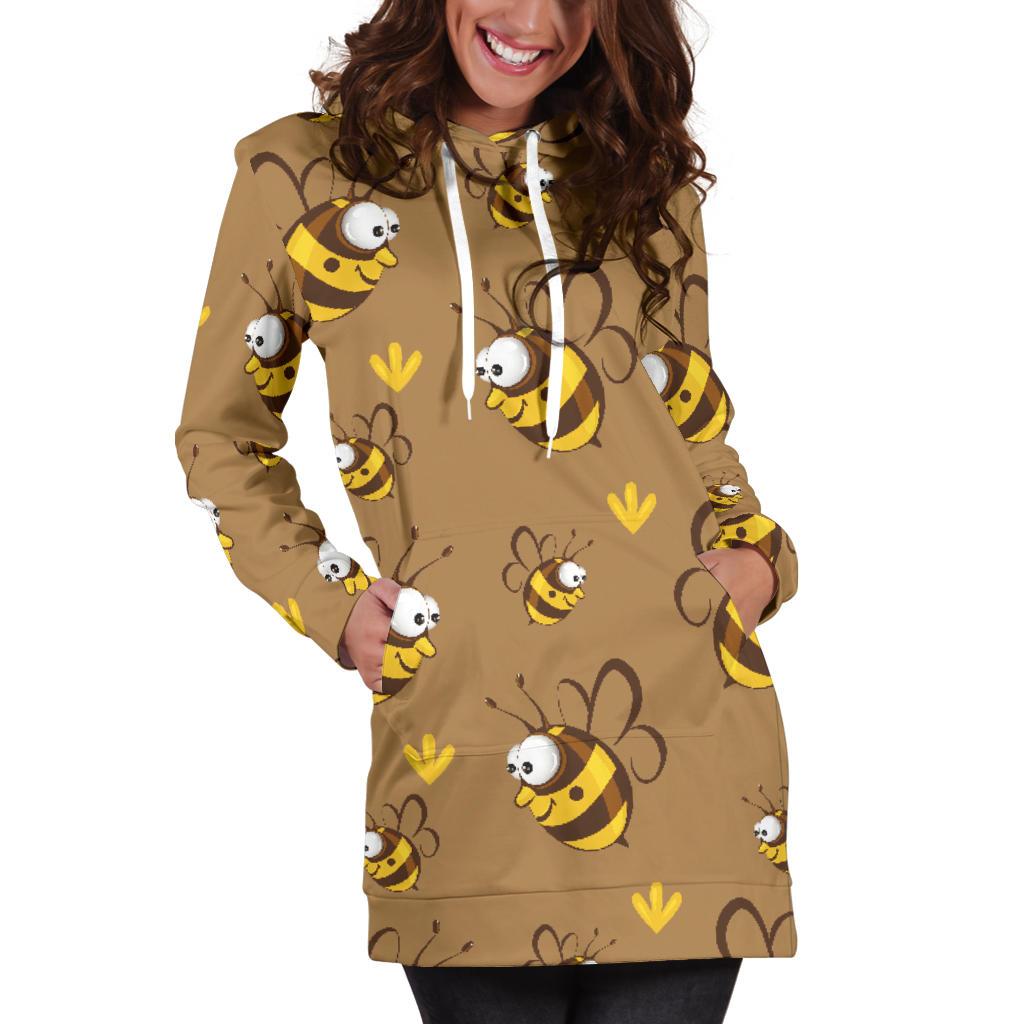 Bee Pattern Print Design BEE09 Women Hoodie Dress