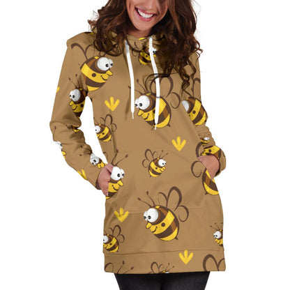 Bee Pattern Print Design BEE09 Women Hoodie Dress