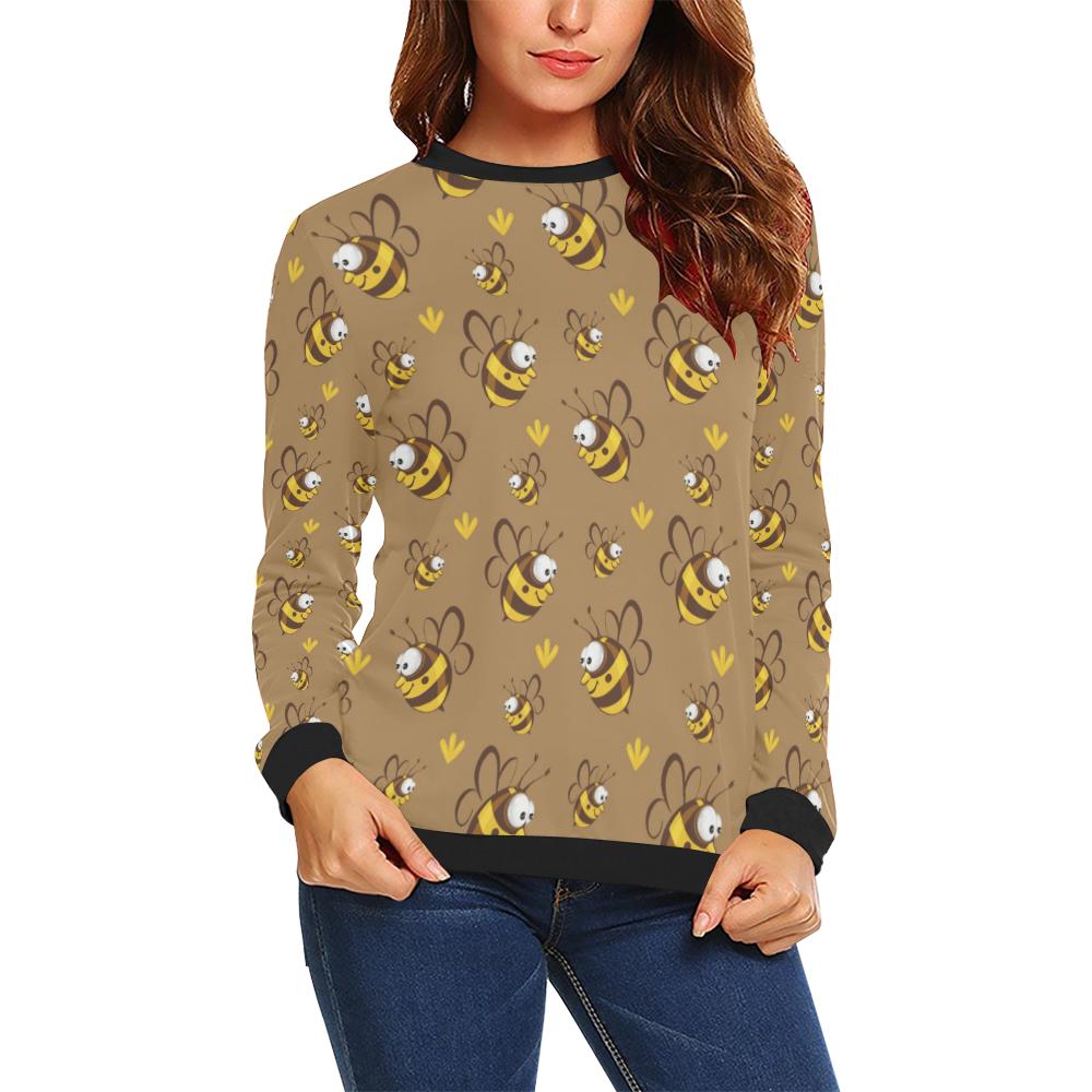 Bee Pattern Print Design BEE09 Women Long Sleeve Sweatshirt-JorJune