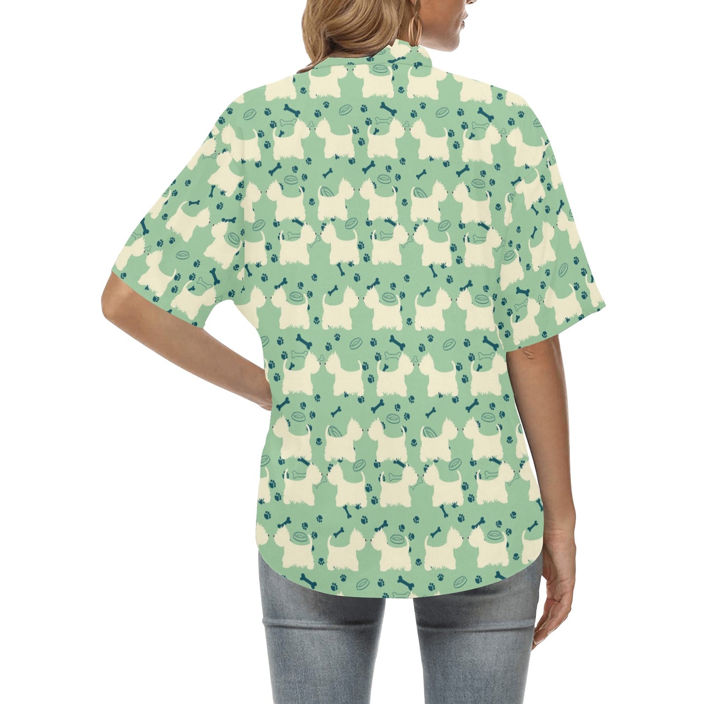 Scottish Terriers Print Design LKS302 Women's Hawaiian Shirt