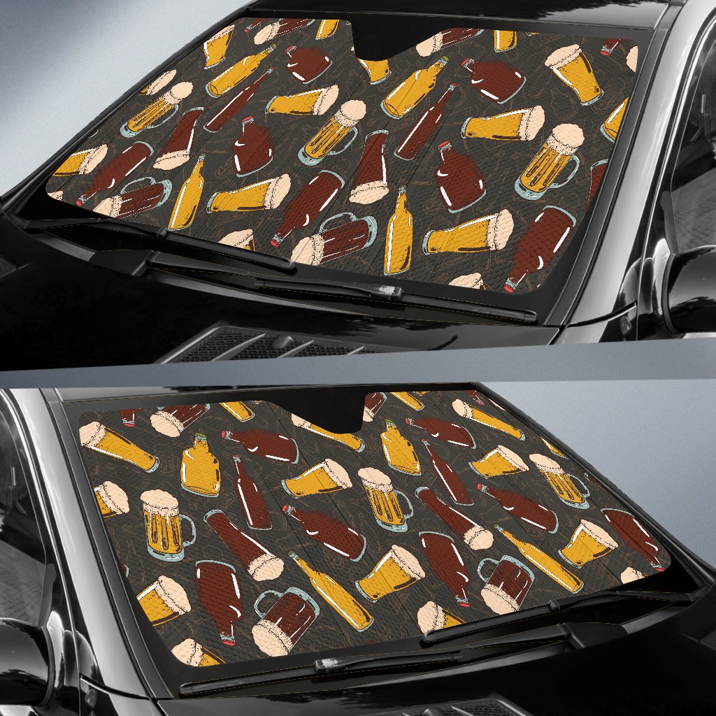 Beer Pattern Print Design 03 Car Sun Shade-JORJUNE.COM