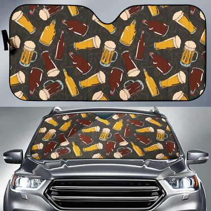Beer Pattern Print Design 03 Car Sun Shade-JORJUNE.COM