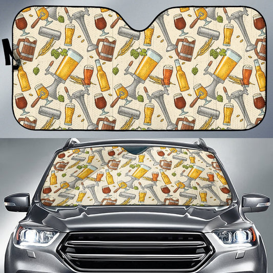 Beer Pattern Print Design 05 Car Sun Shade-JORJUNE.COM