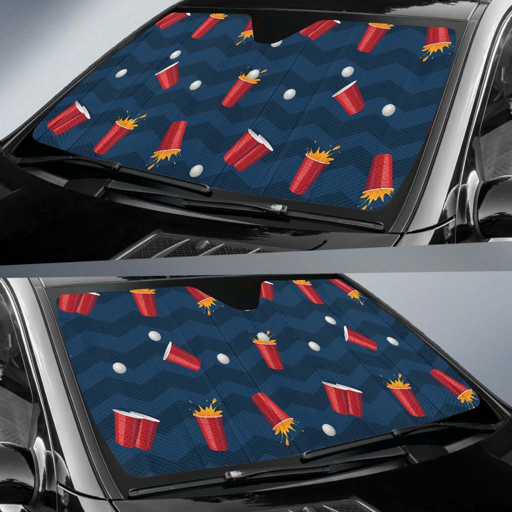 Beer Pong Pattern Print Design 01 Car Sun Shade-JORJUNE.COM