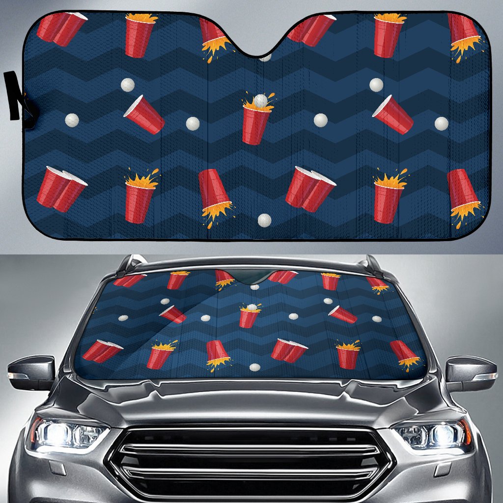 Beer Pong Pattern Print Design 01 Car Sun Shade-JORJUNE.COM