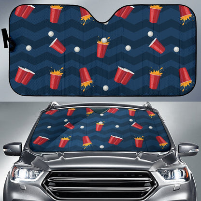 Beer Pong Pattern Print Design 01 Car Sun Shade-JORJUNE.COM