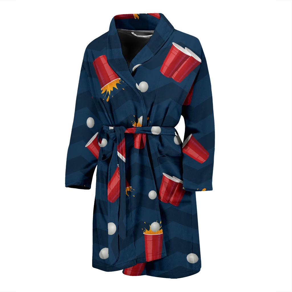 Beer Pong Pattern Print Design 01 Men Bathrobe-JORJUNE.COM
