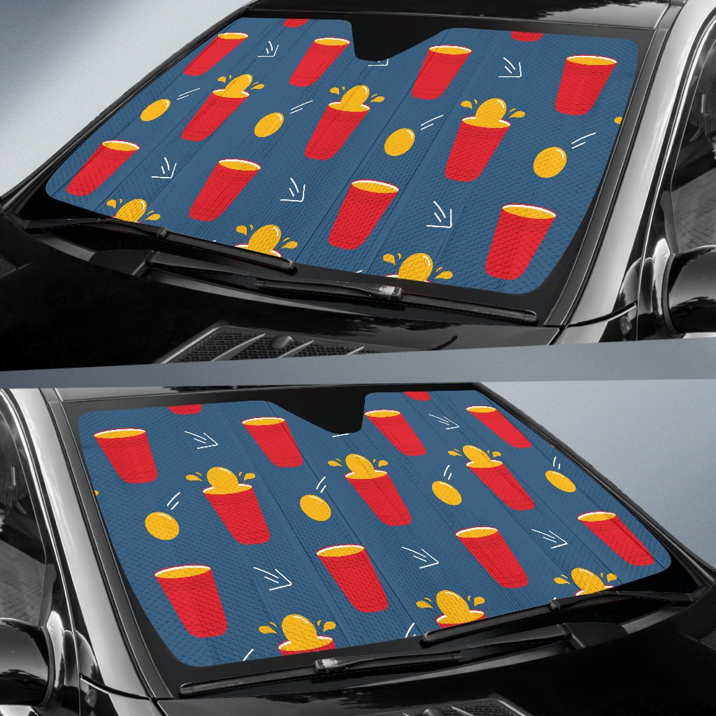 Beer Pong Pattern Print Design 02 Car Sun Shade-JORJUNE.COM