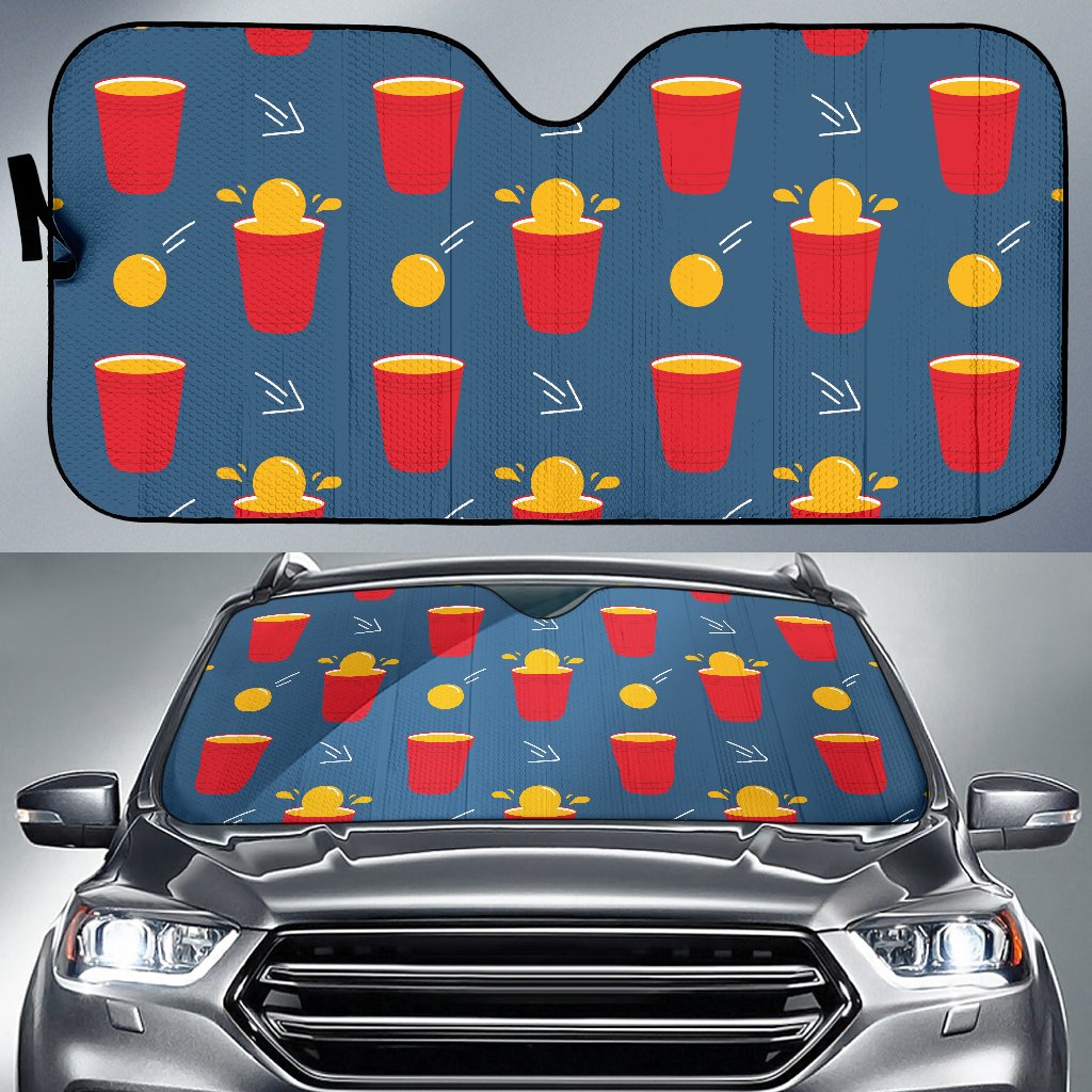 Beer Pong Pattern Print Design 02 Car Sun Shade-JORJUNE.COM