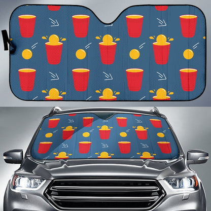 Beer Pong Pattern Print Design 02 Car Sun Shade-JORJUNE.COM