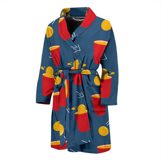 Beer Pong Pattern Print Design 02 Men Bathrobe-JORJUNE.COM