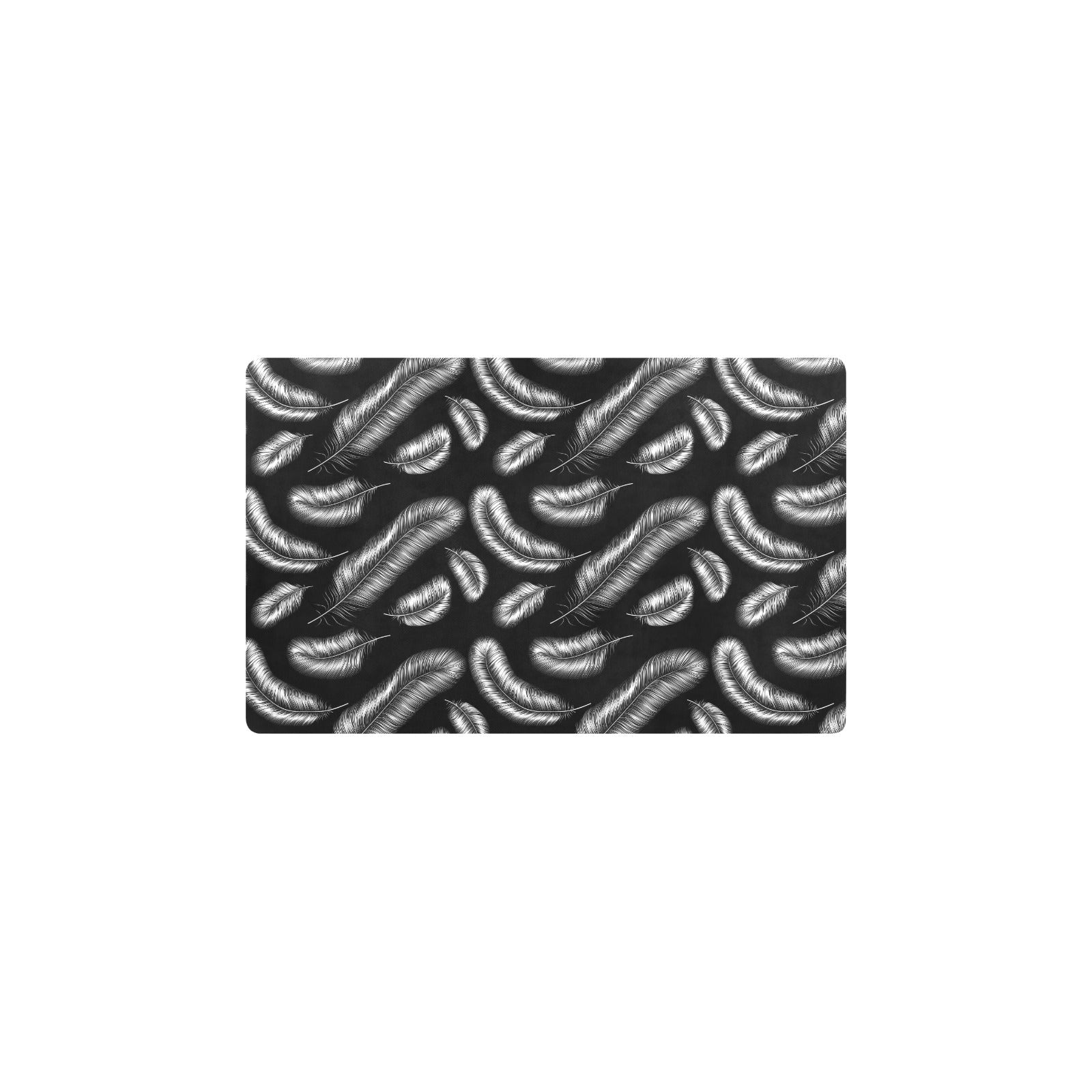 Feather Black White Design Print Kitchen Mat