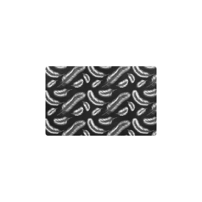 Feather Black White Design Print Kitchen Mat