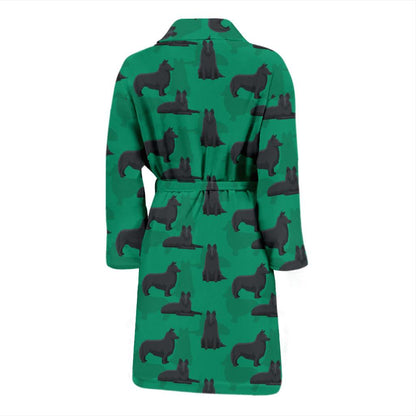 Belgian Sheepdog Pattern Print Design 01 Men Bathrobe-JORJUNE.COM