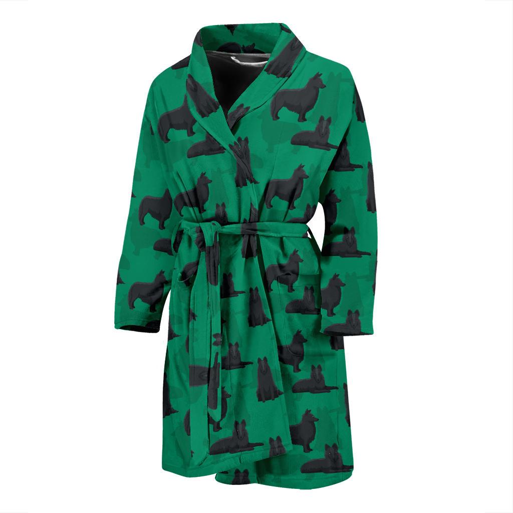 Belgian Sheepdog Pattern Print Design 01 Men Bathrobe-JORJUNE.COM