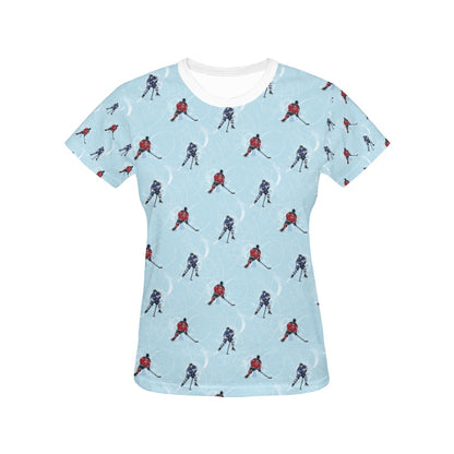Hockey Player Print Design LKS302 Women's  T-shirt