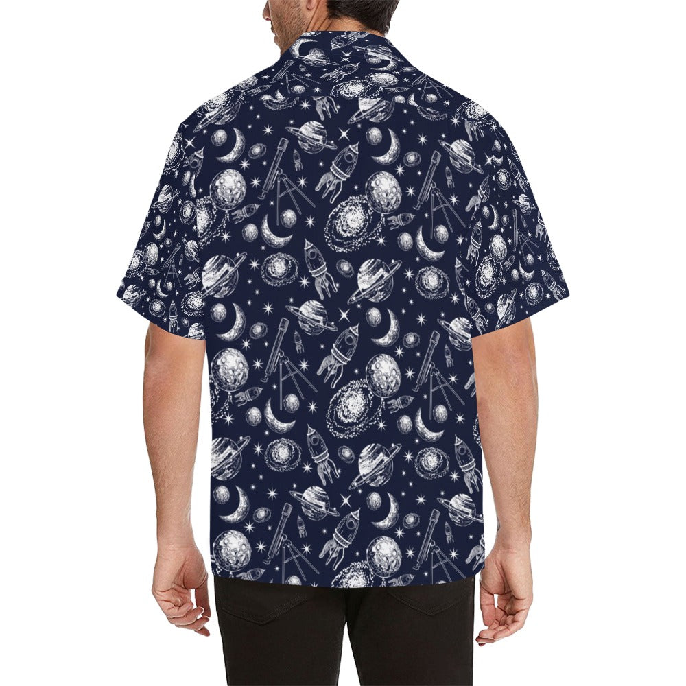 Space Rocket Print Design LKS301 Men's Hawaiian Shirt