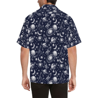 Space Rocket Print Design LKS301 Men's Hawaiian Shirt