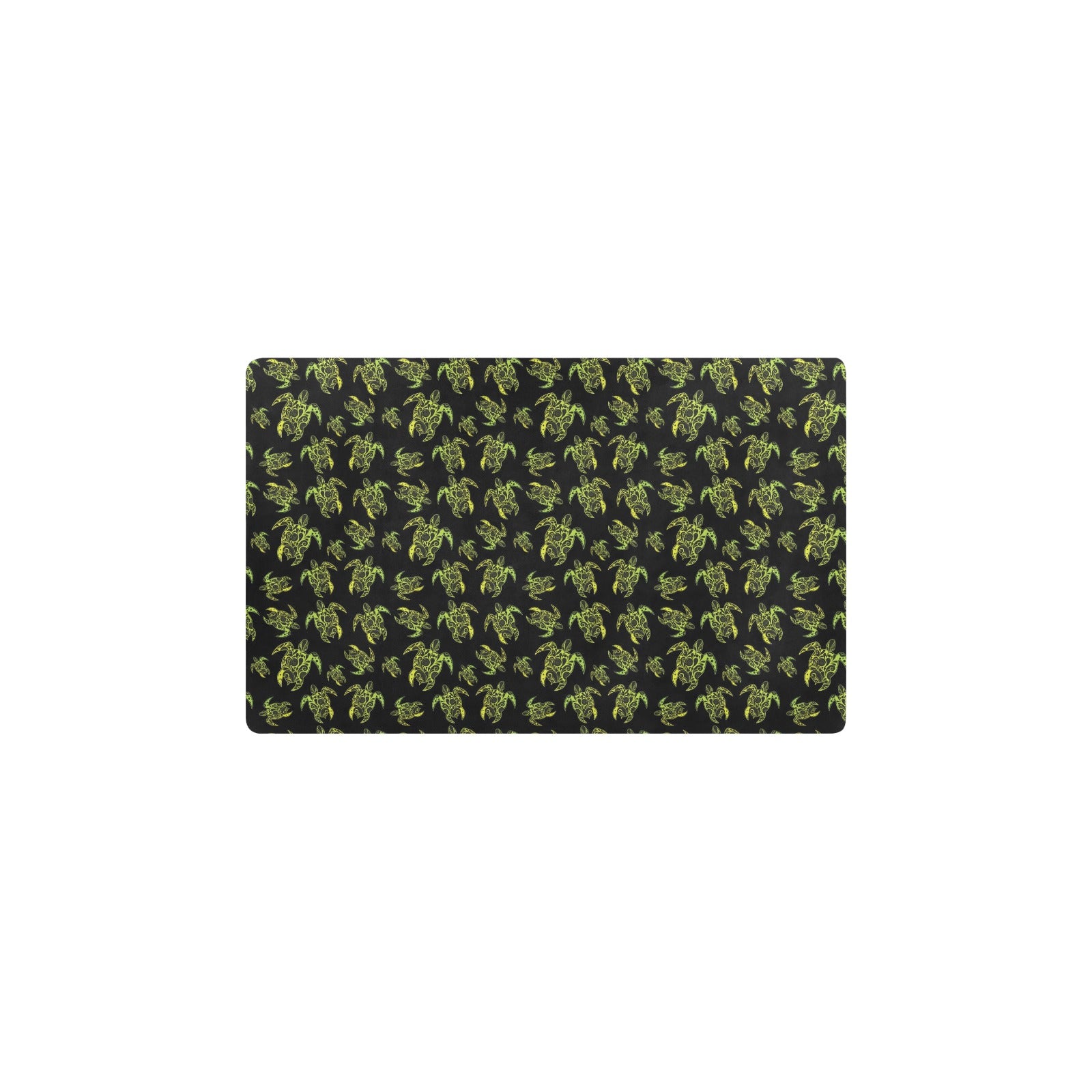 Green Tribal Turtle Polynesian Themed Kitchen Mat